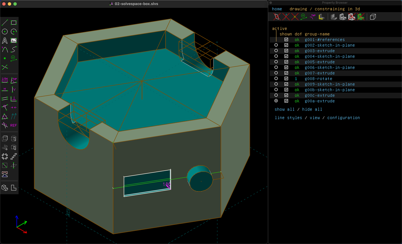 SolveSpace interface.