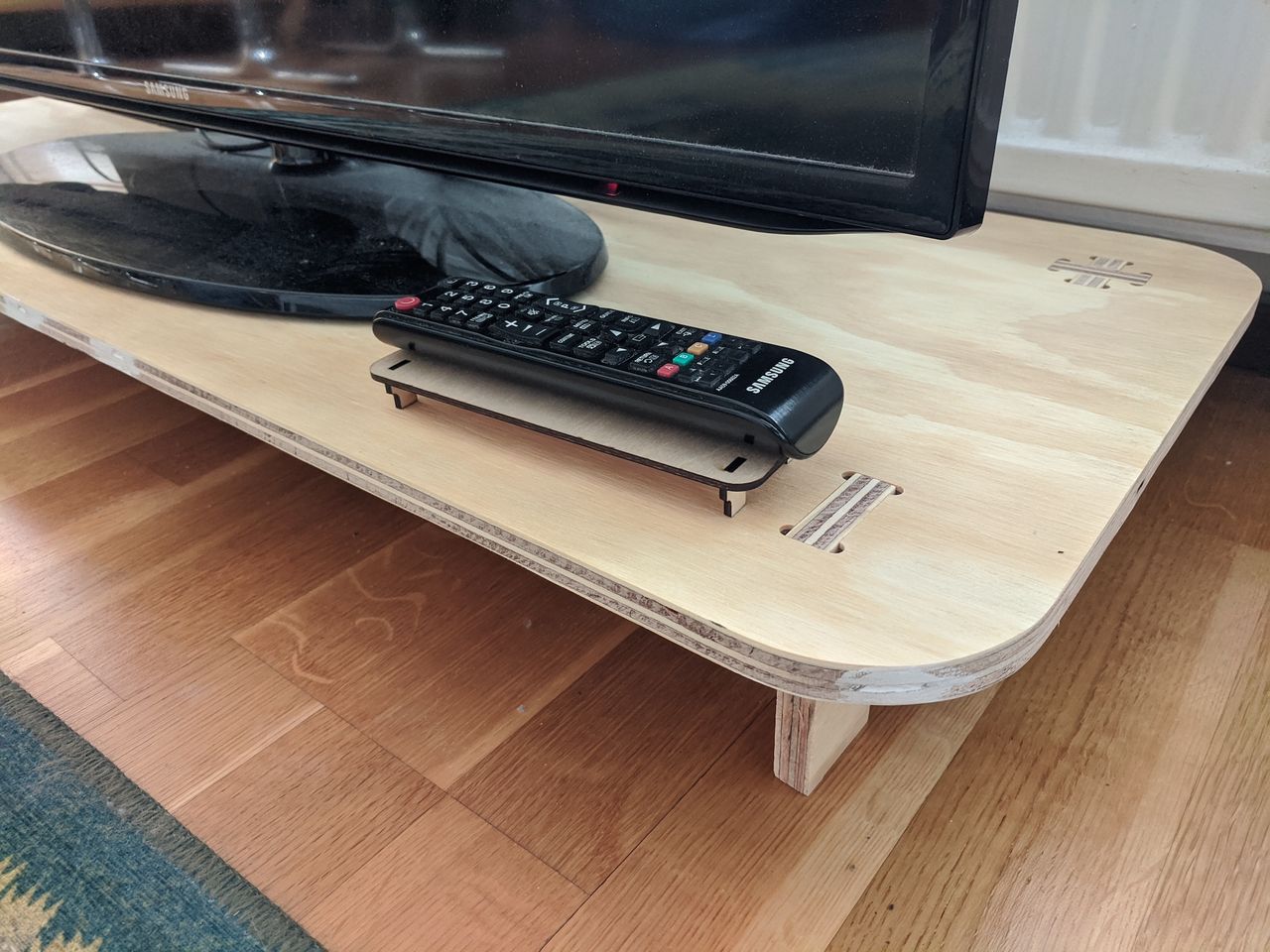 TV table angle with miniature.